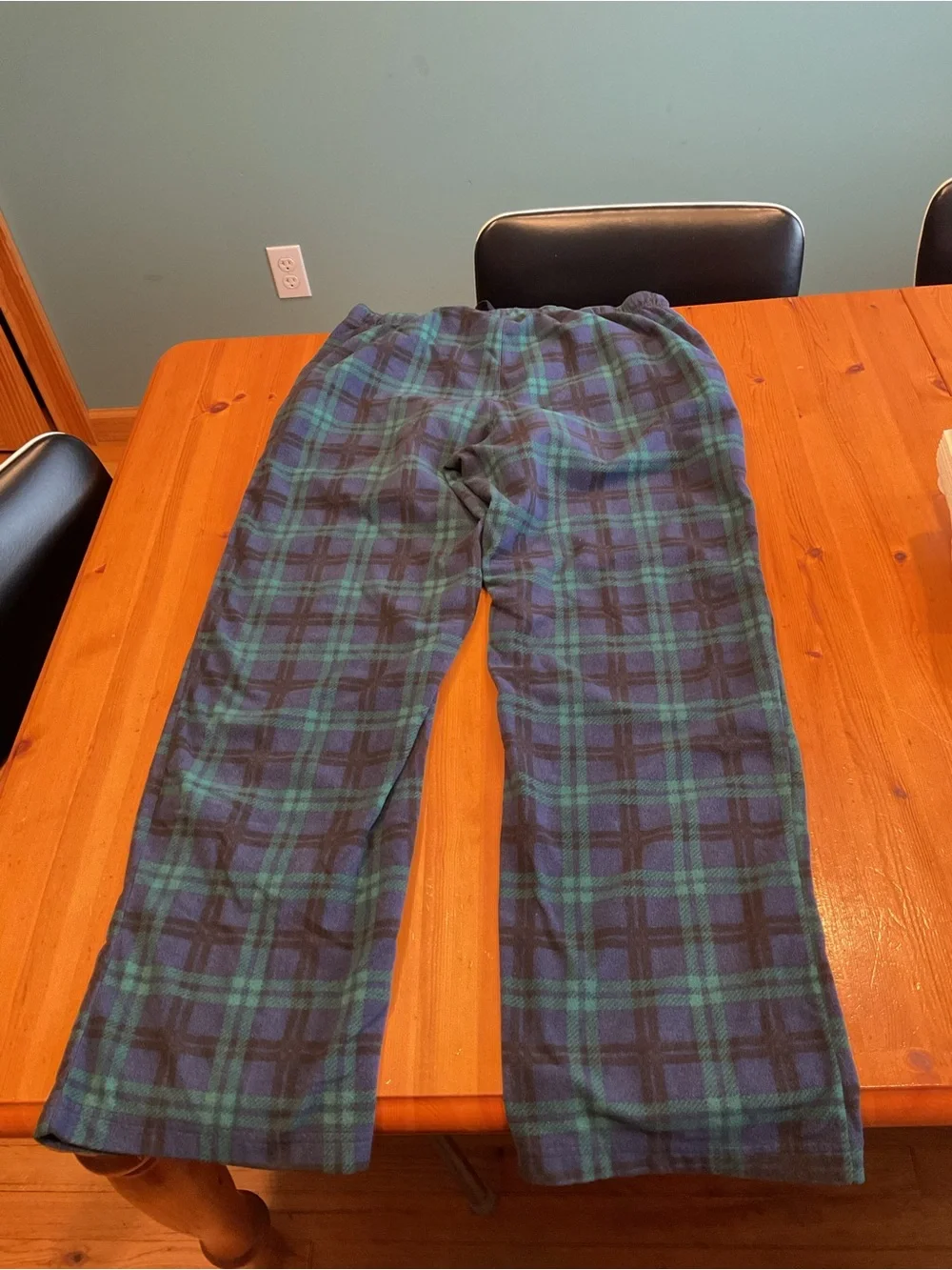 MEN’S CROFT & BARROW PLAID FLEECE PANTS LOUNGE PAJAMA SIZE L NAVY GREEN GRAY BLK - Picture 6 of 9